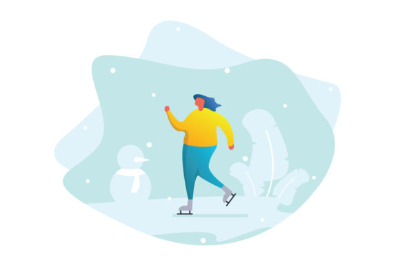 Download Flat Illustration Ice Skating - Premium Resources