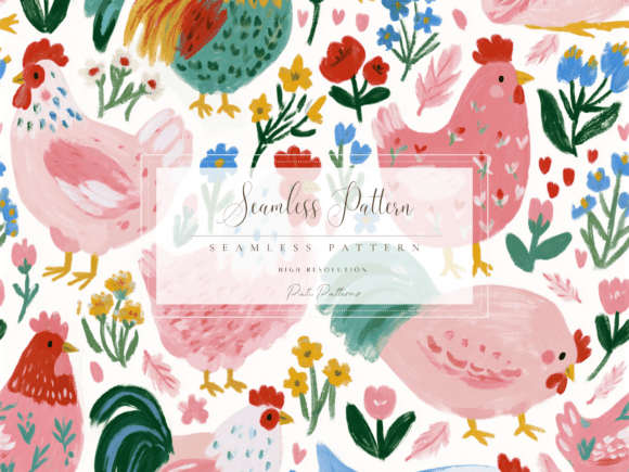 Download Whimsical Chicken Seamless Pattern PNG - Seamless Collection