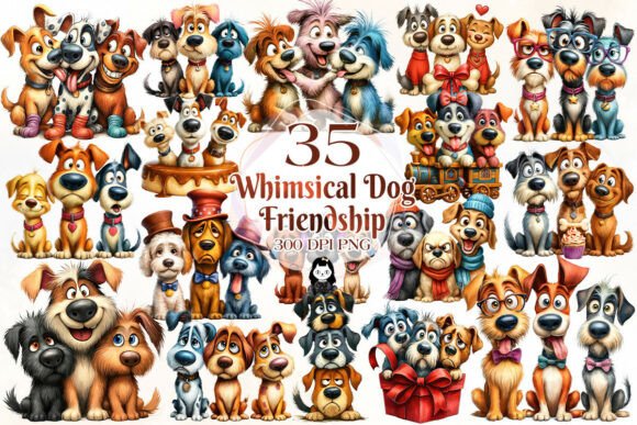 Download Quirky Dogs Friendship Clipart Bundle - Friends Collection